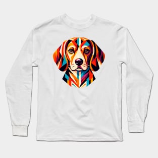 Colorful Geometric Beagle: Abstract Dog Art Long Sleeve T-Shirt